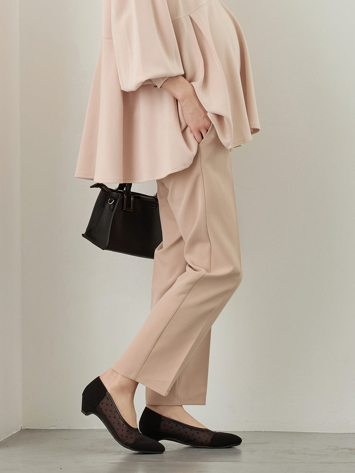セレモニー対応・美脚見えマタニティテーパードパンツ Beige