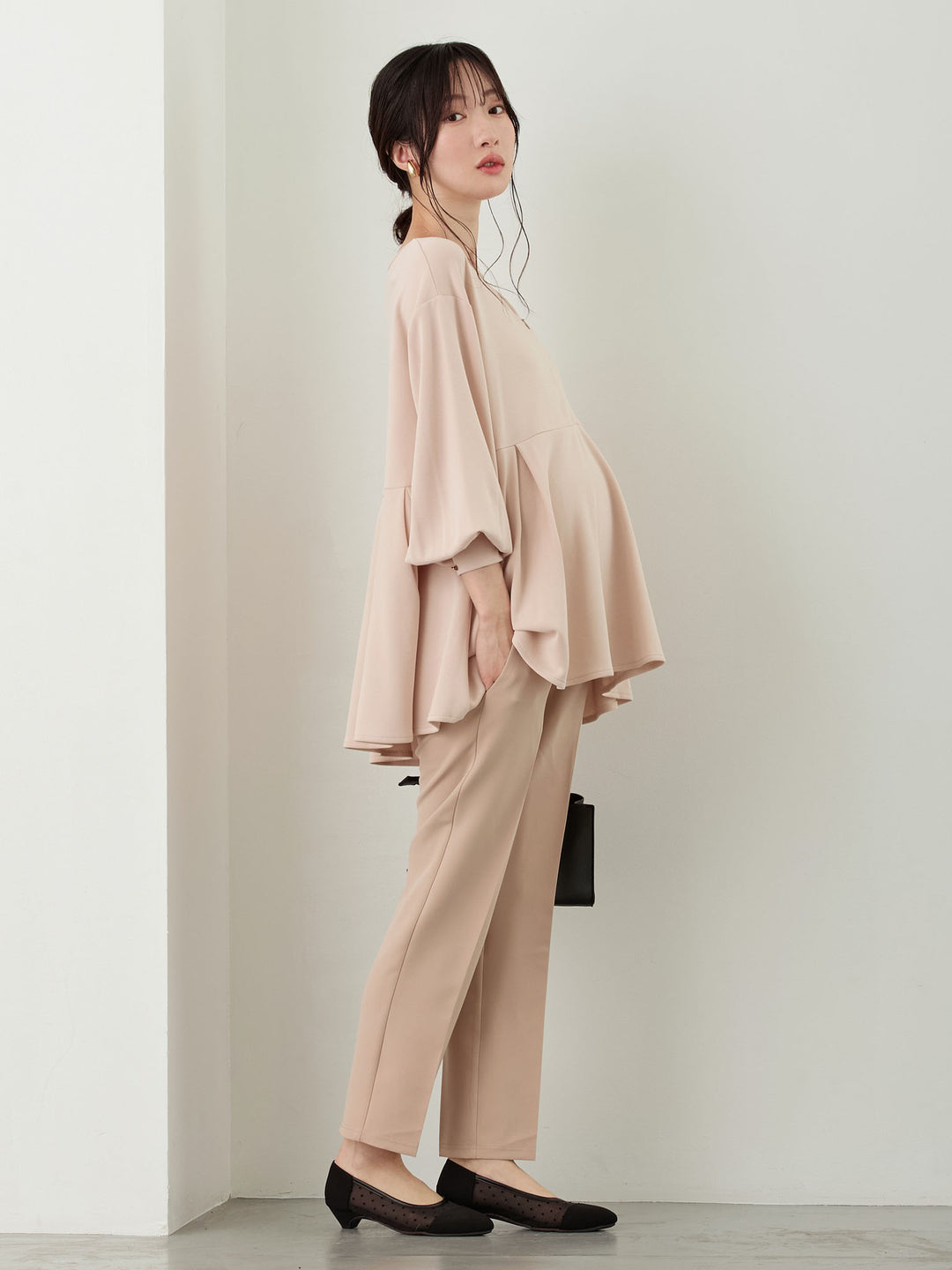 ペプラムトップス Pink beige