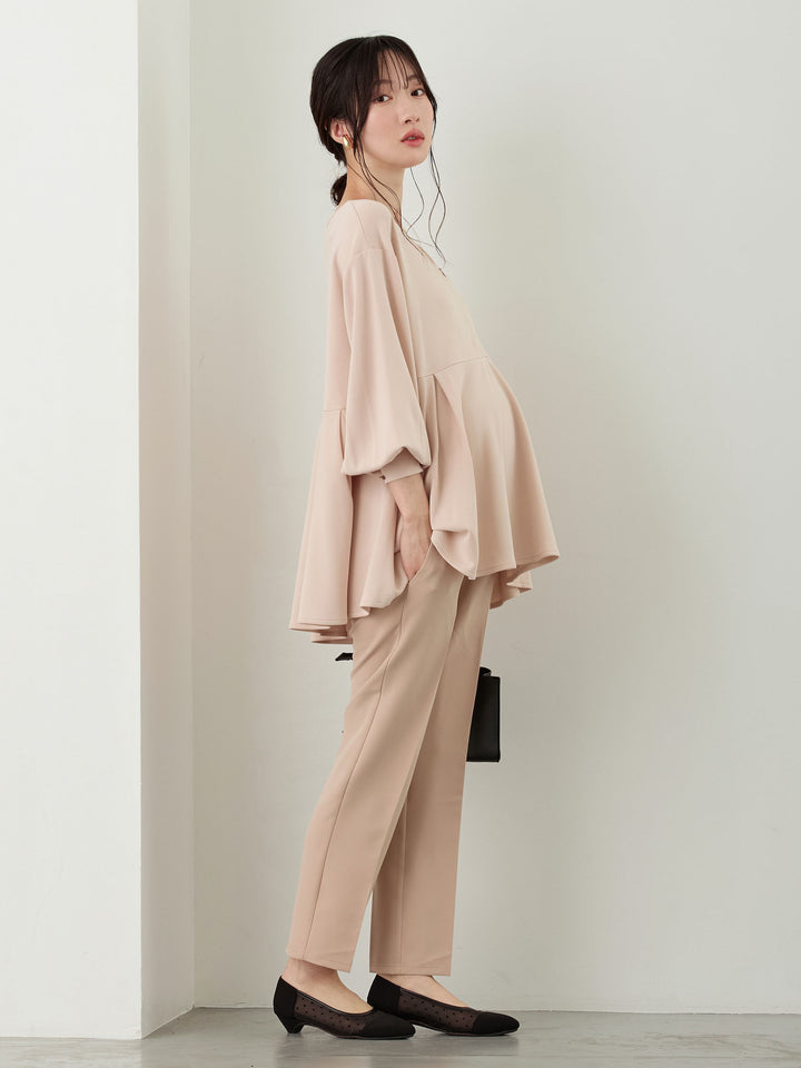 ペプラムトップス Pink beige