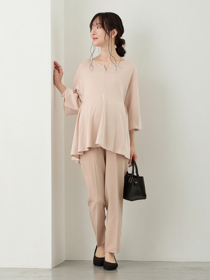 ペプラムトップス Pink beige