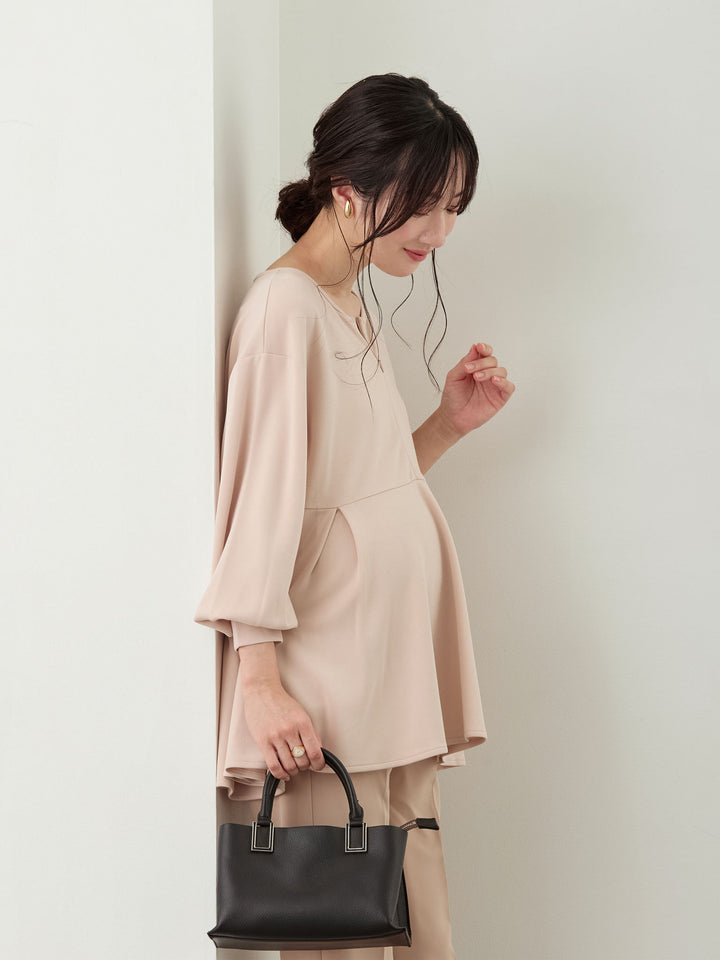 ペプラムトップス Pink beige