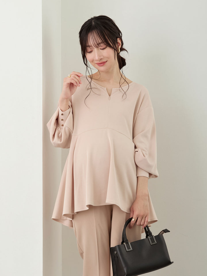 ペプラムトップス Pink beige