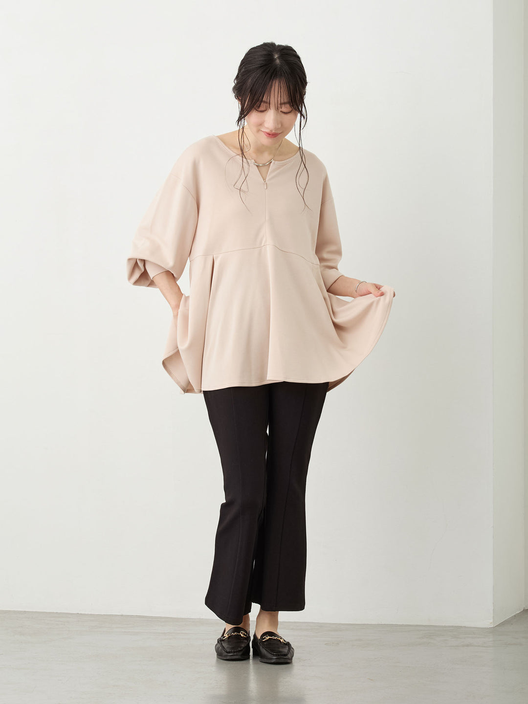 ポンチフレアパンツ Black