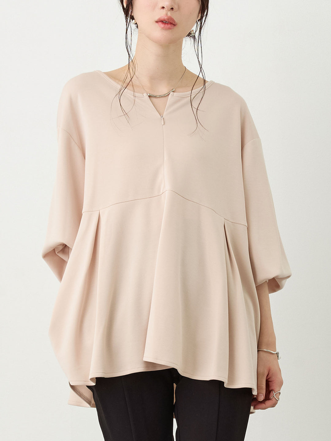ペプラムトップス Pink beige