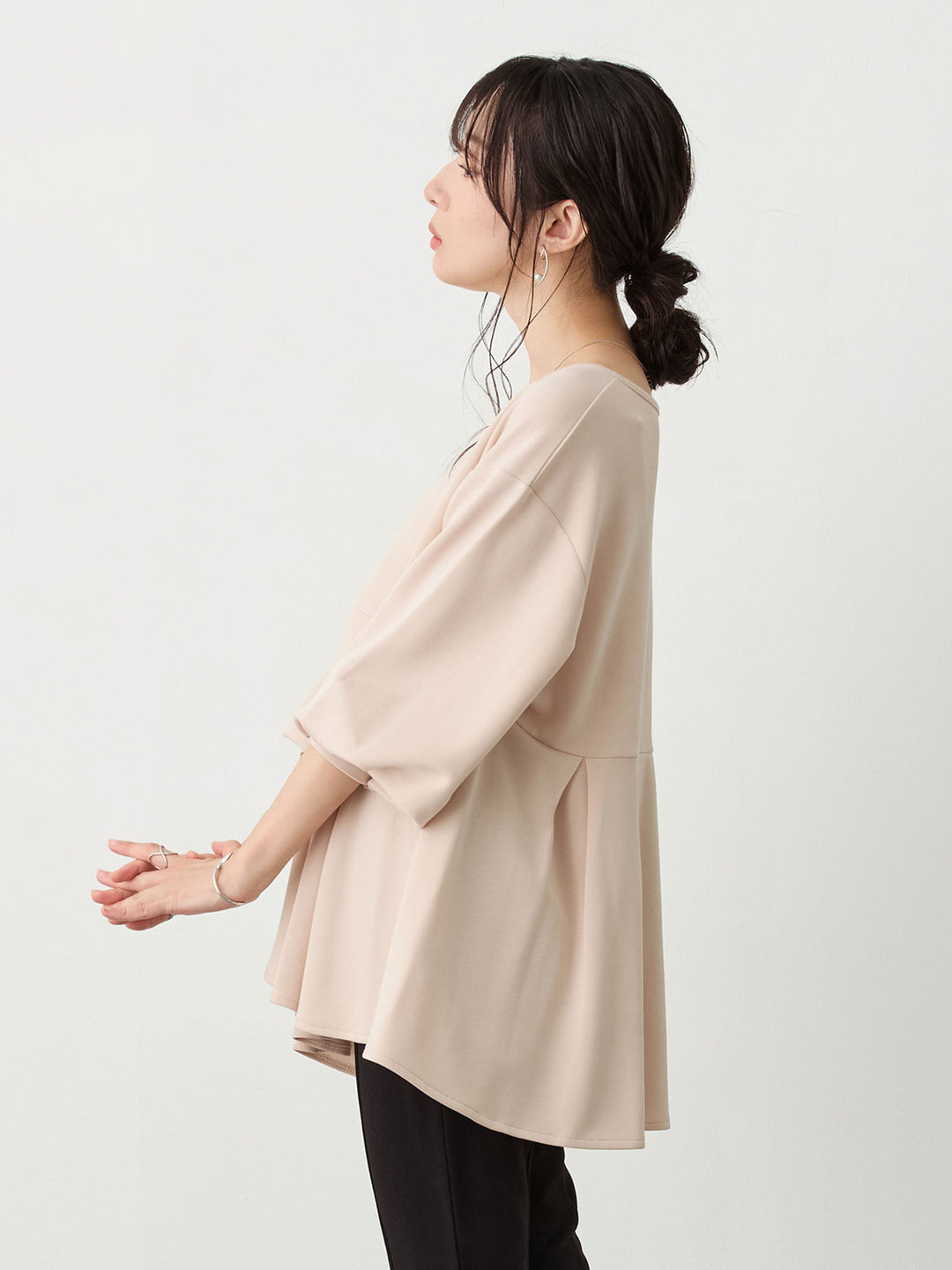 ペプラムトップス Pink beige
