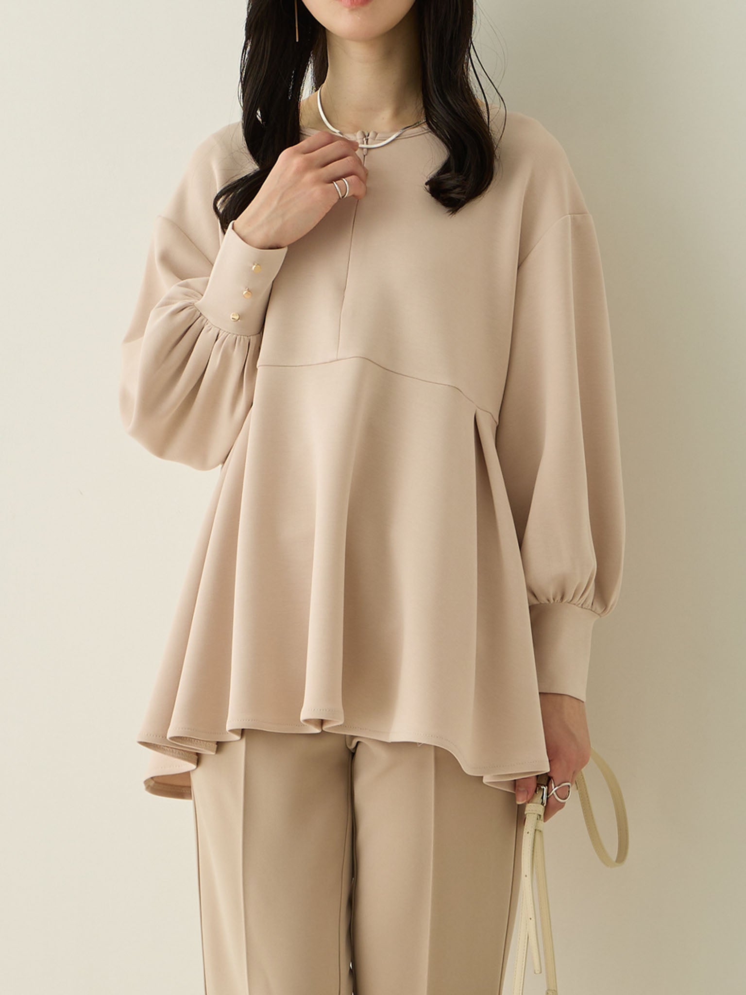ペプラムトップス Pink beige
