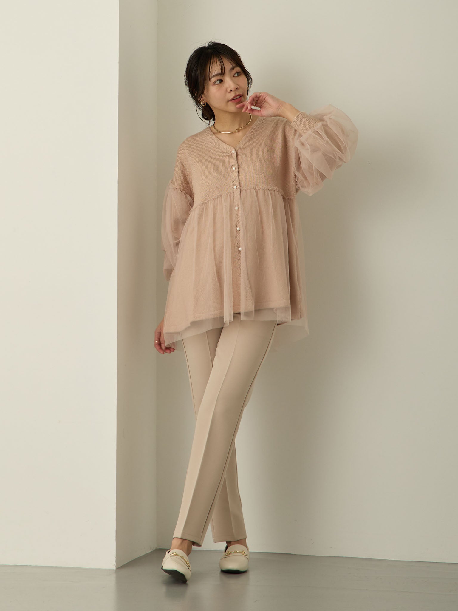 チュールカーディガン Dusty pink