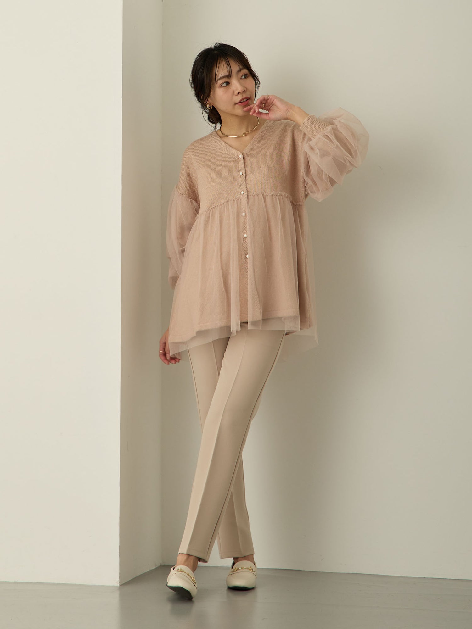 チュールカーディガン Dusty pink