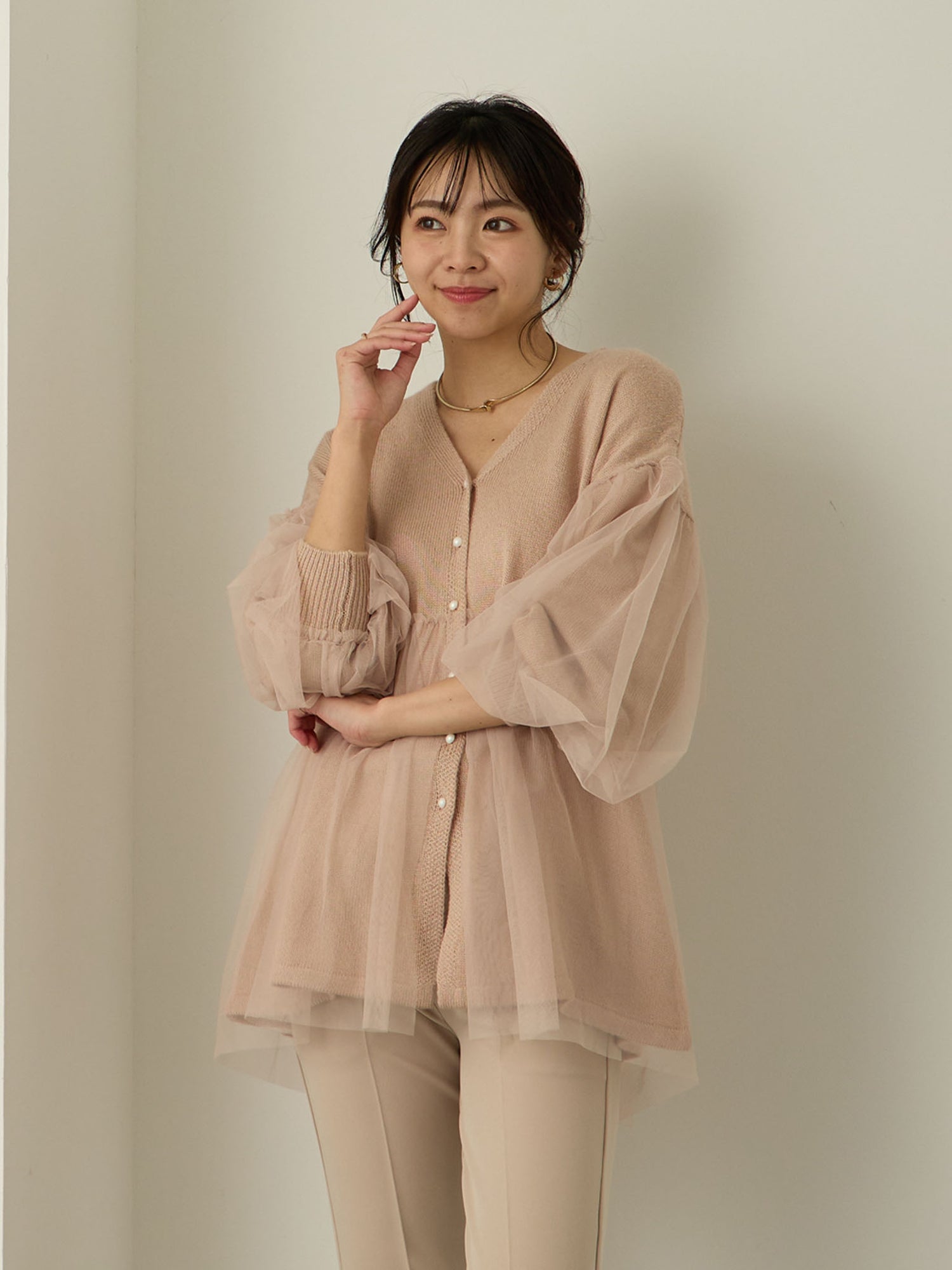 チュールカーディガン Dusty pink