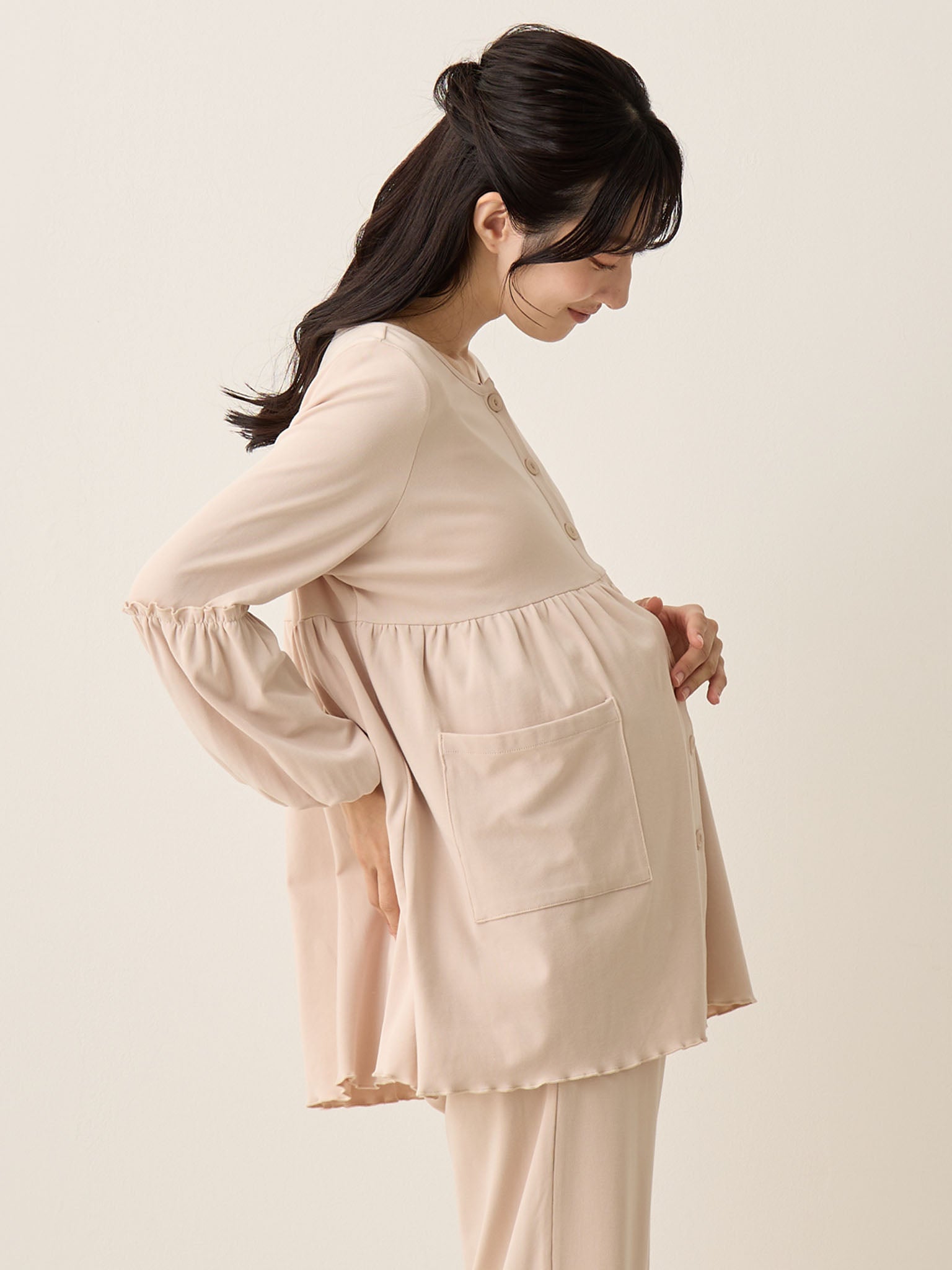 honono ふわふわルームセット　Ash pink 腹巻き付きルームセット Ash pink – honono for mom&baby