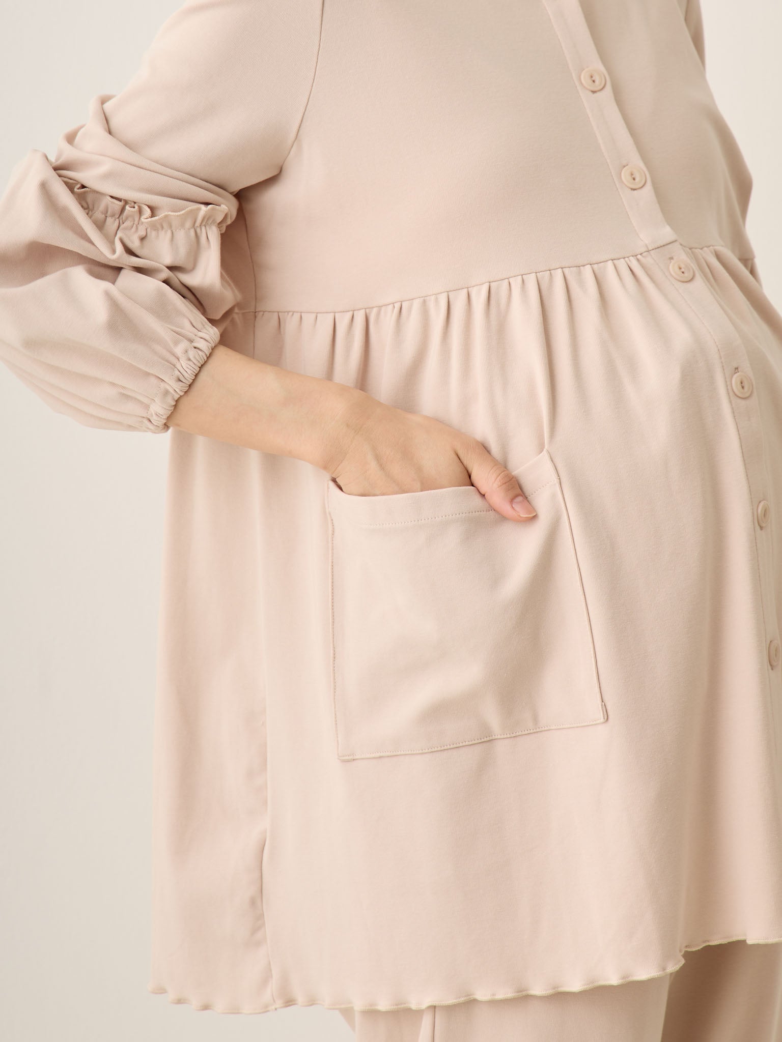 honono ふわふわルームセット　Ash pink 腹巻き付きルームセット Ash pink – honono for mom&baby