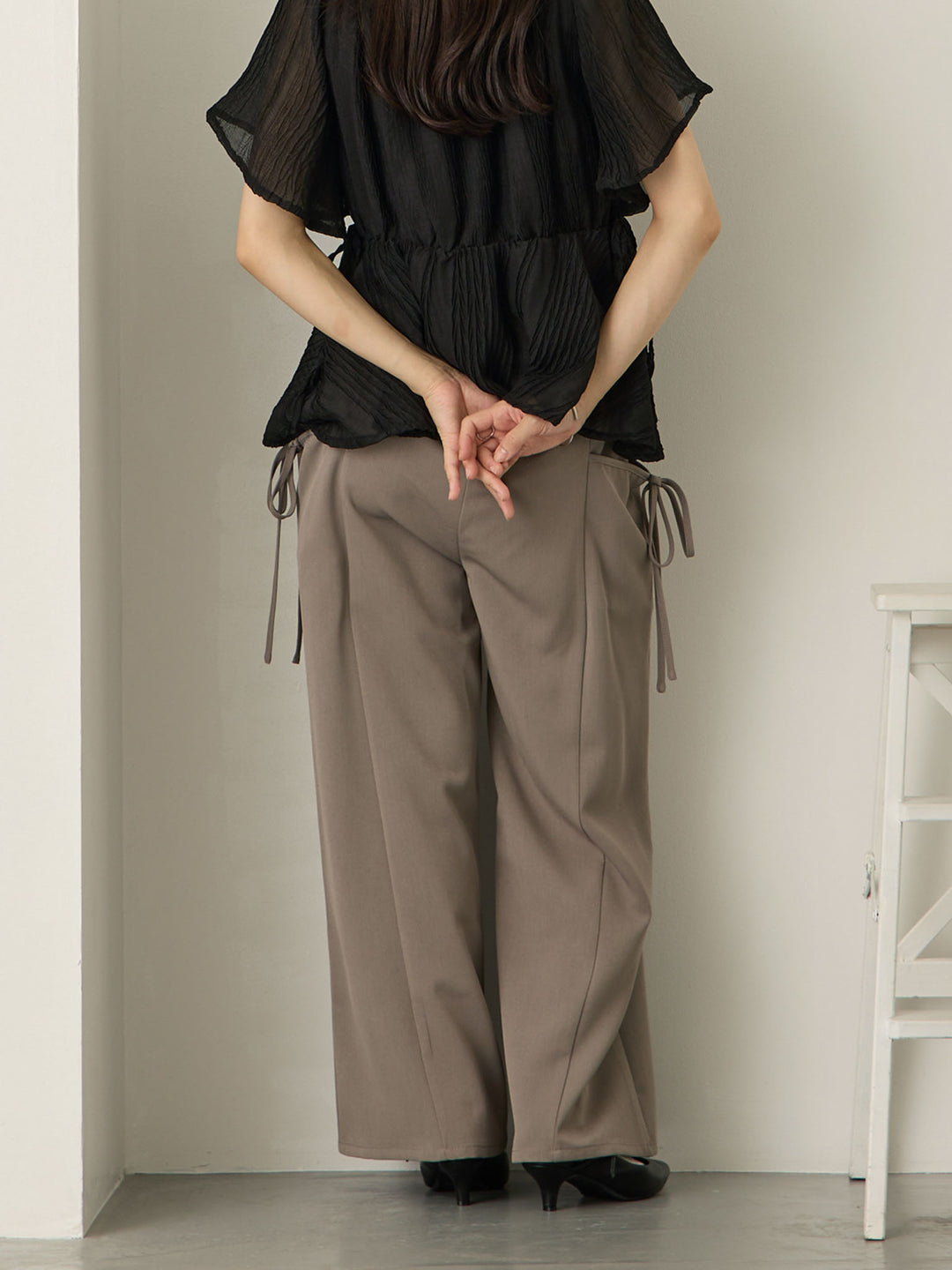 侧边蝴蝶结裤 灰色