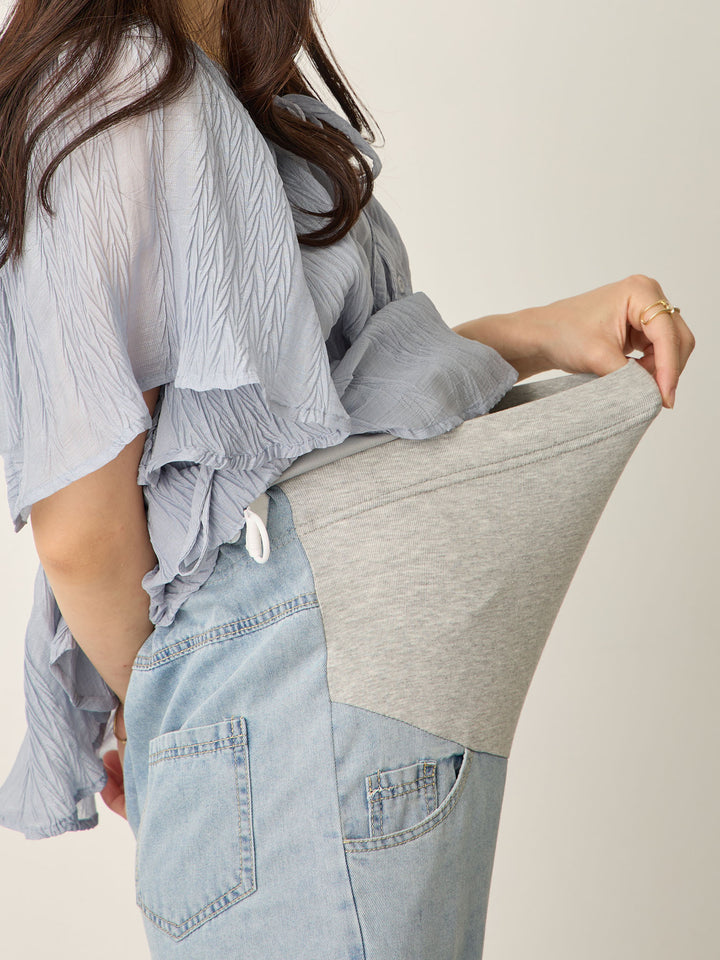 浅蓝色薄款牛仔长裤