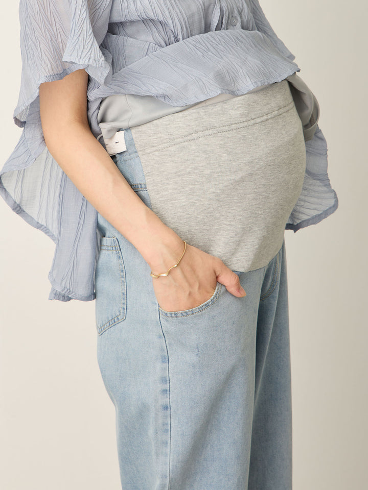 浅蓝色薄款牛仔长裤