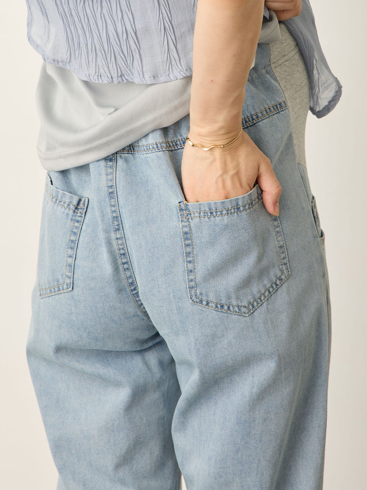 浅蓝色薄款牛仔长裤