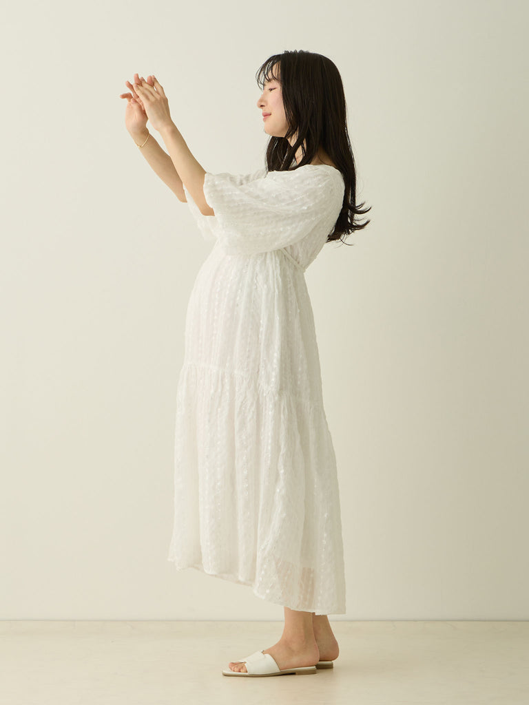 福袋安いいね半額ストア – White バルーンスリーブワンピース honono mom&baby for マタニティ