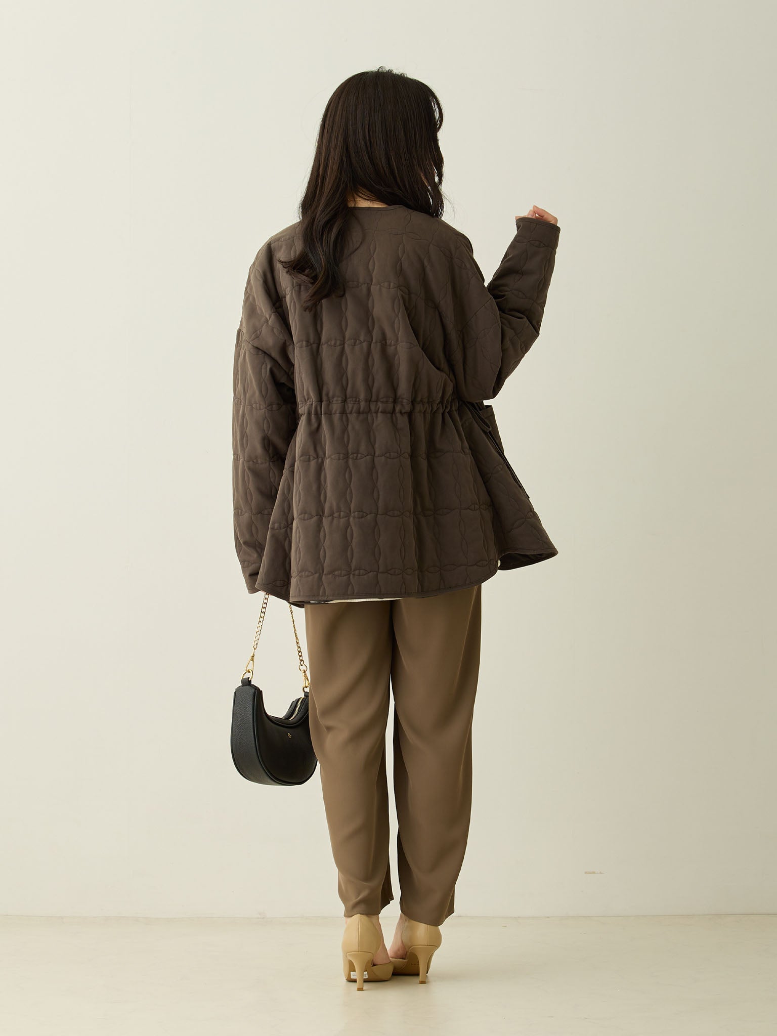 ダッカー付きオリジナルキルティングアウター Charcoal – honono for