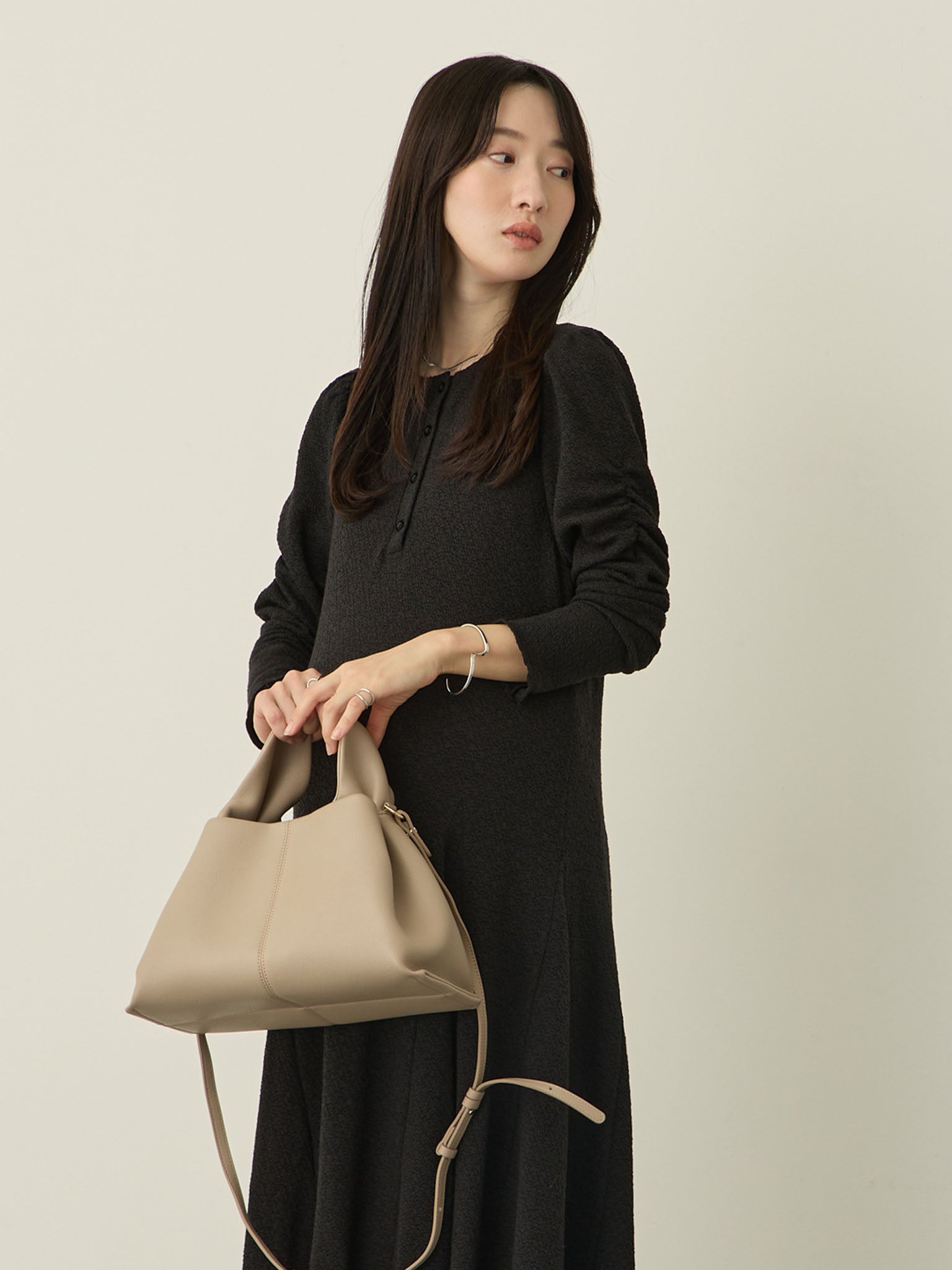 2wayギャザースリーブワンピース Black – honono for mom&baby