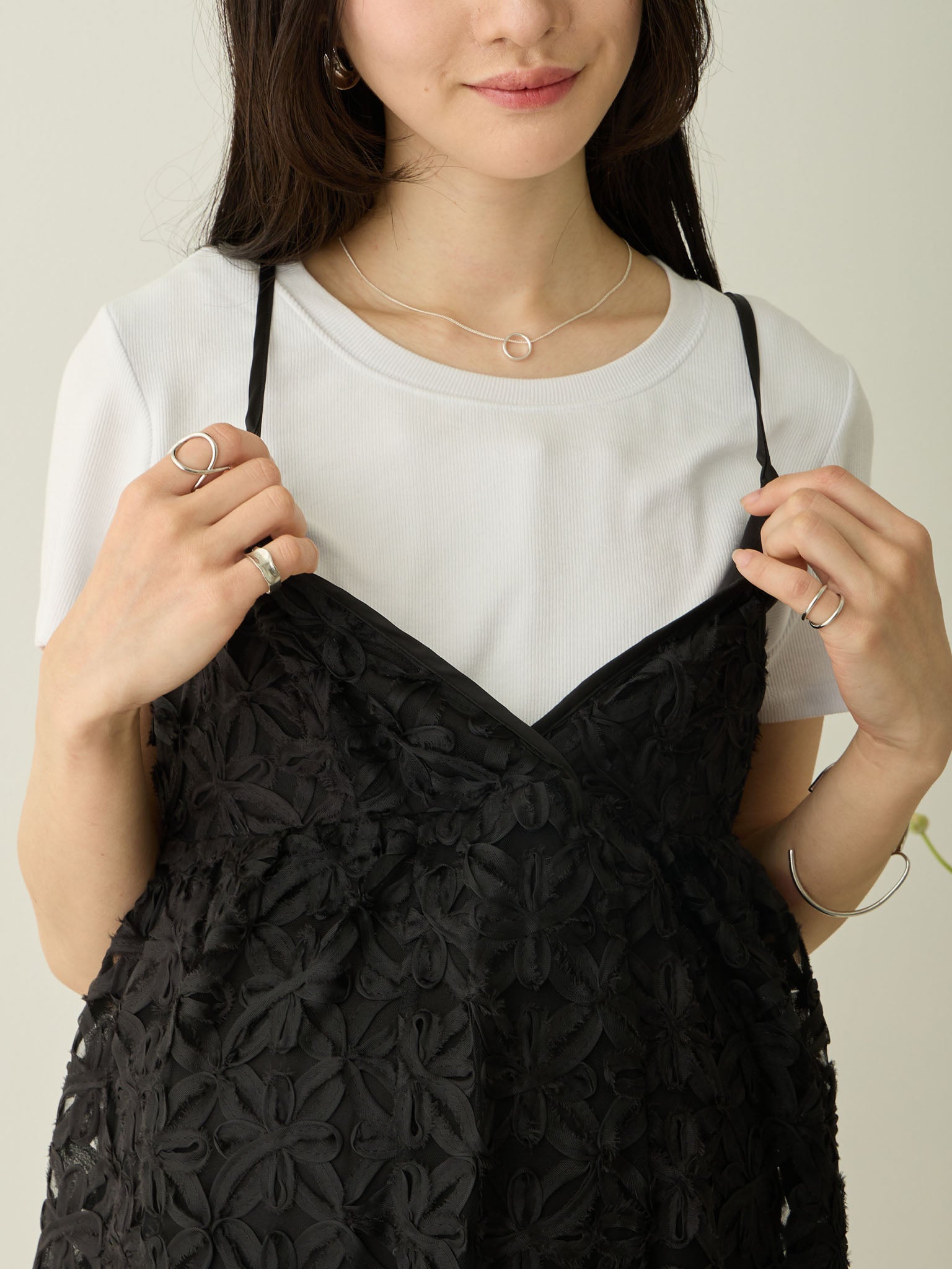 マタニティ・授乳服】フラワーレースキャミワンピース Black マタニティ・授乳服】フラワーレースキャミワンピース Black