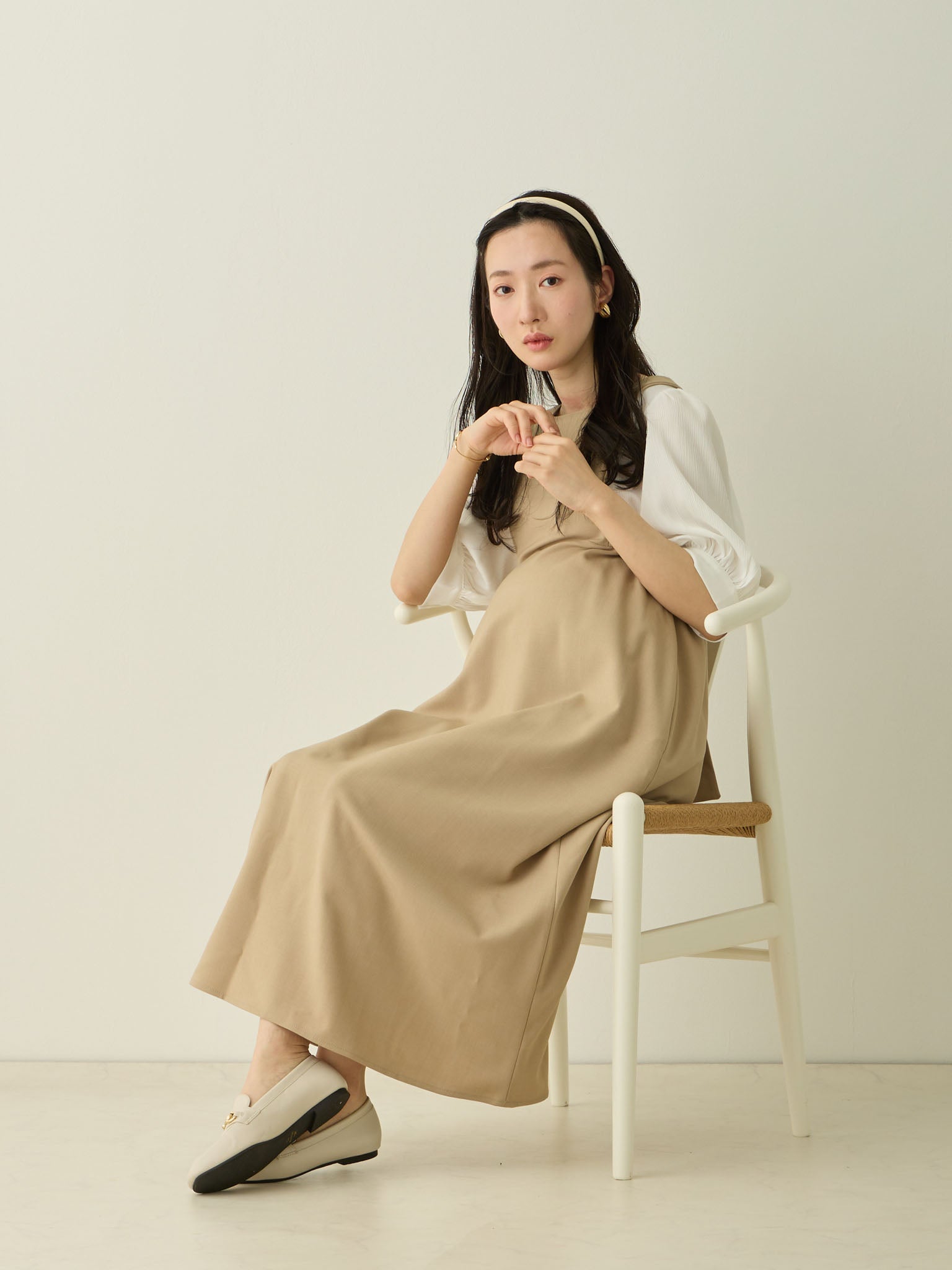 新品タグ付 honono ドッキングワンピース マタニティ ドッキングワンピース Beige – honono for mom&baby
