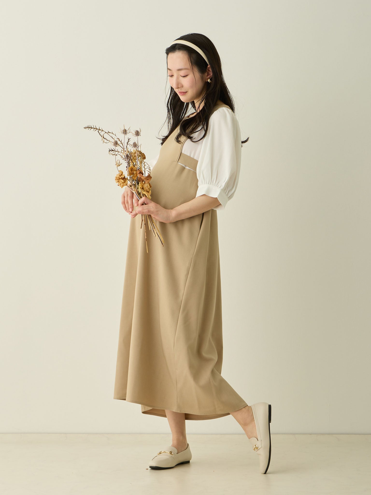 マタニティ・授乳服】ドッキングワンピース Beige – honono for