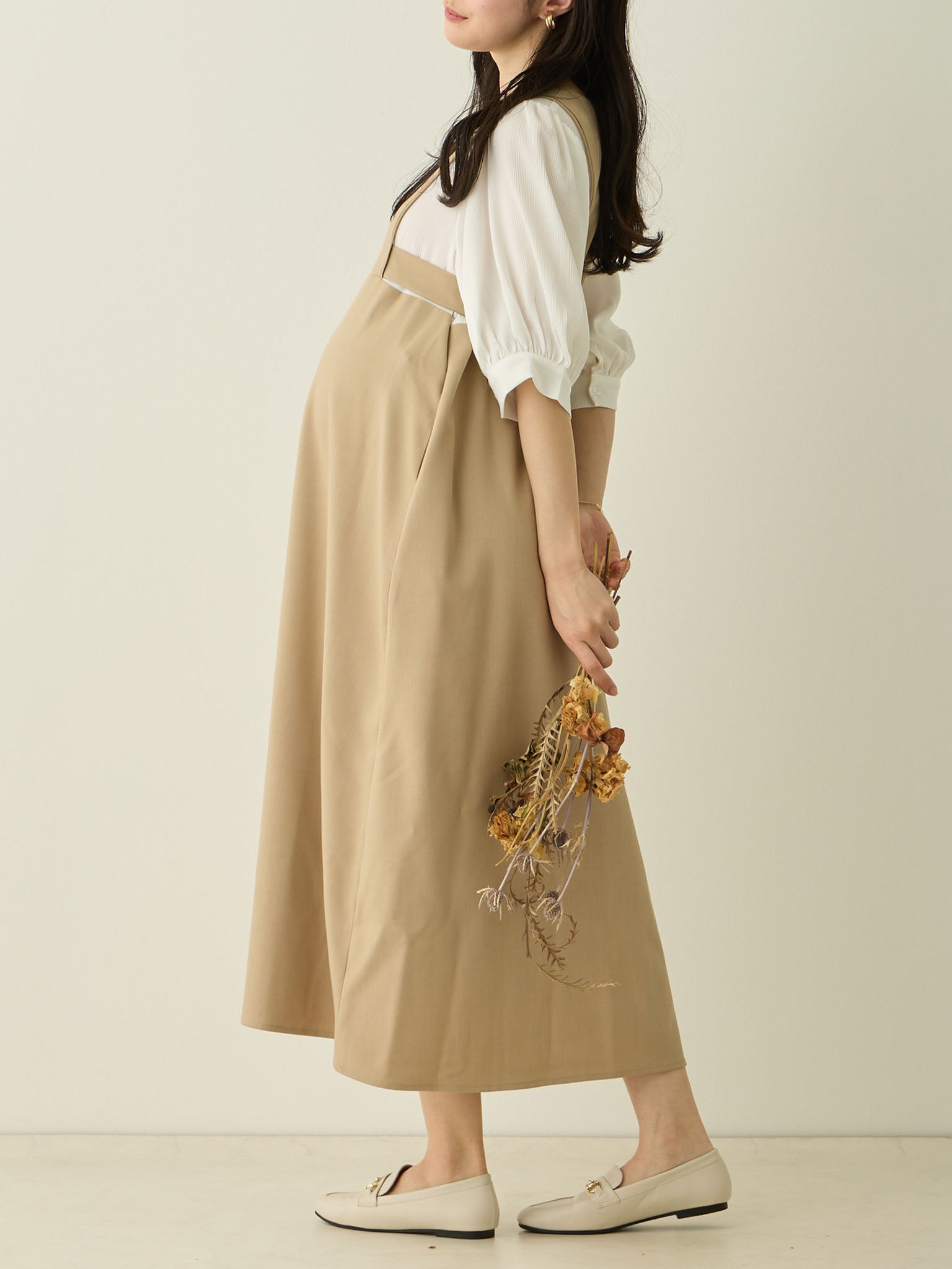 新品タグ付 honono ドッキングワンピース マタニティ ドッキングワンピース Beige – honono for mom&baby