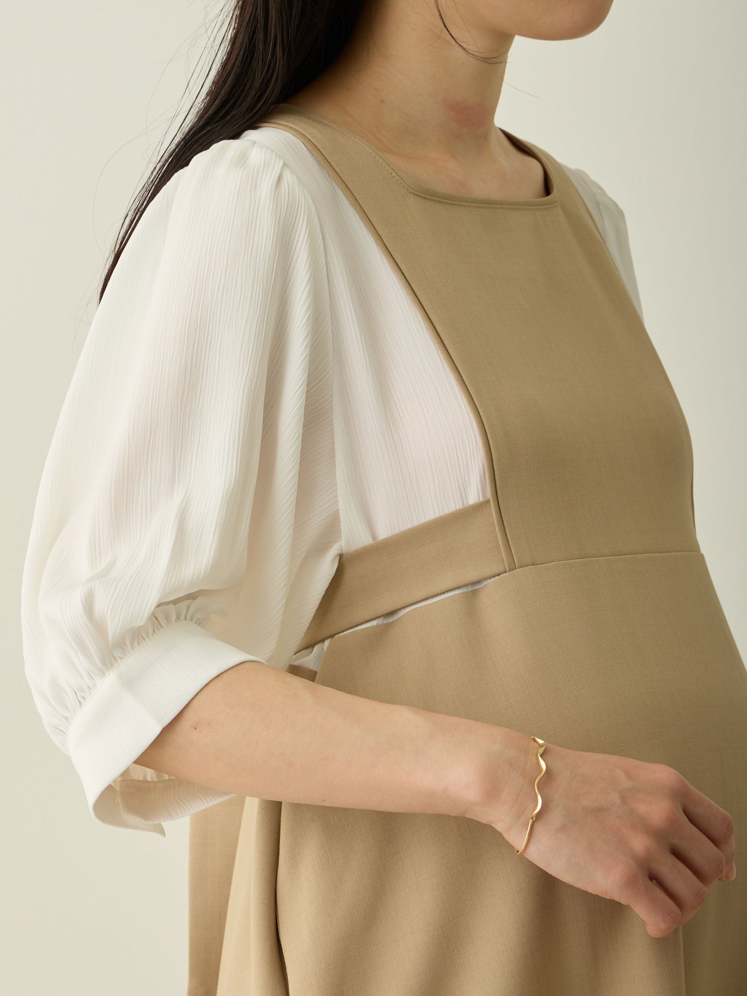 マタニティ・授乳服】ノースリーブプリーツワンピース Light