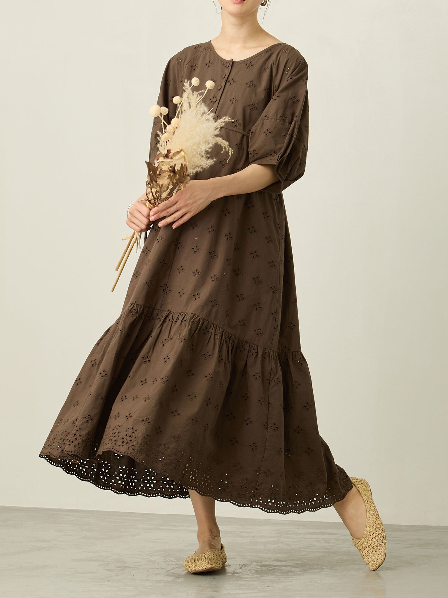 コットンレースワンピース Brown – honono for mom&baby