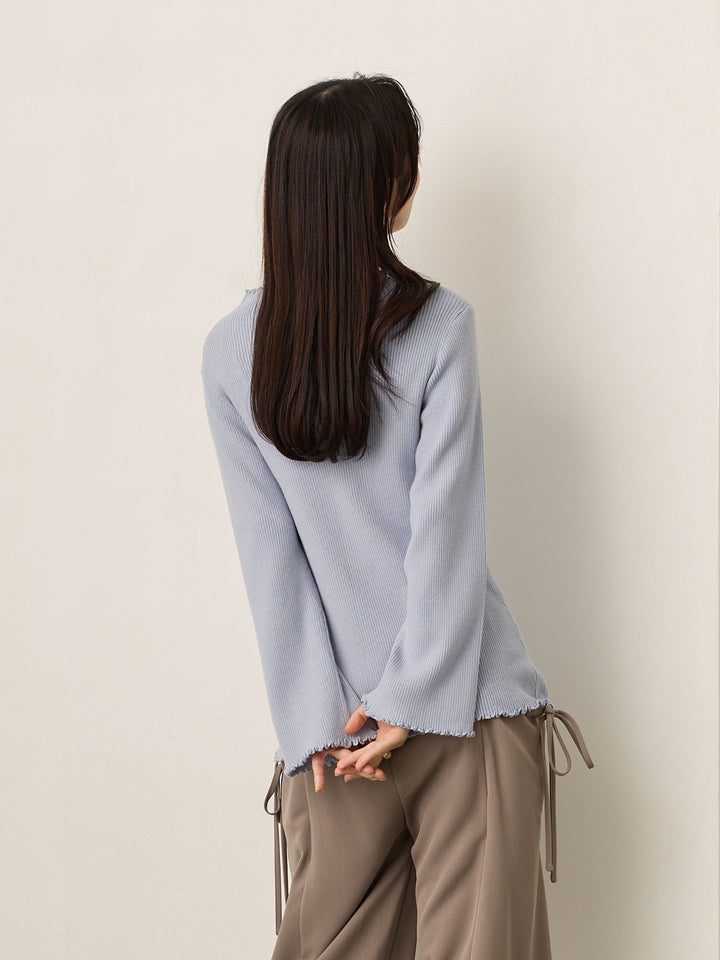 柔らかリブニットトップス Blue
