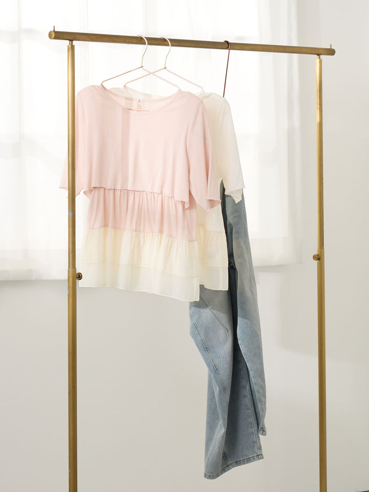 レイヤード風フリルトップス Pale pink