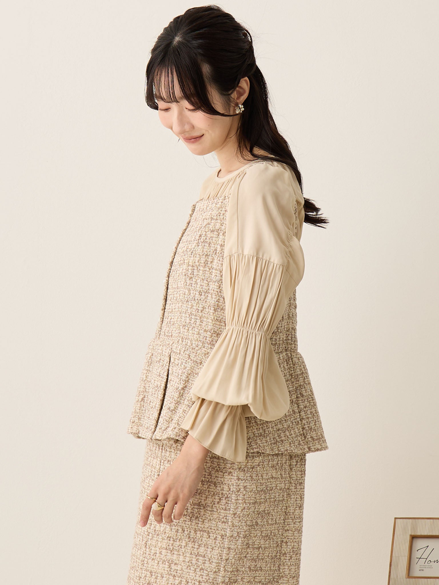 ギャザーチュニックブラウス Beige – honono for mom&baby