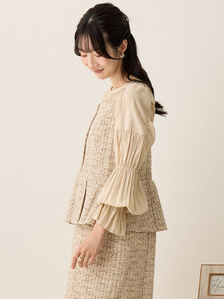 ギャザーチュニックブラウス Beige