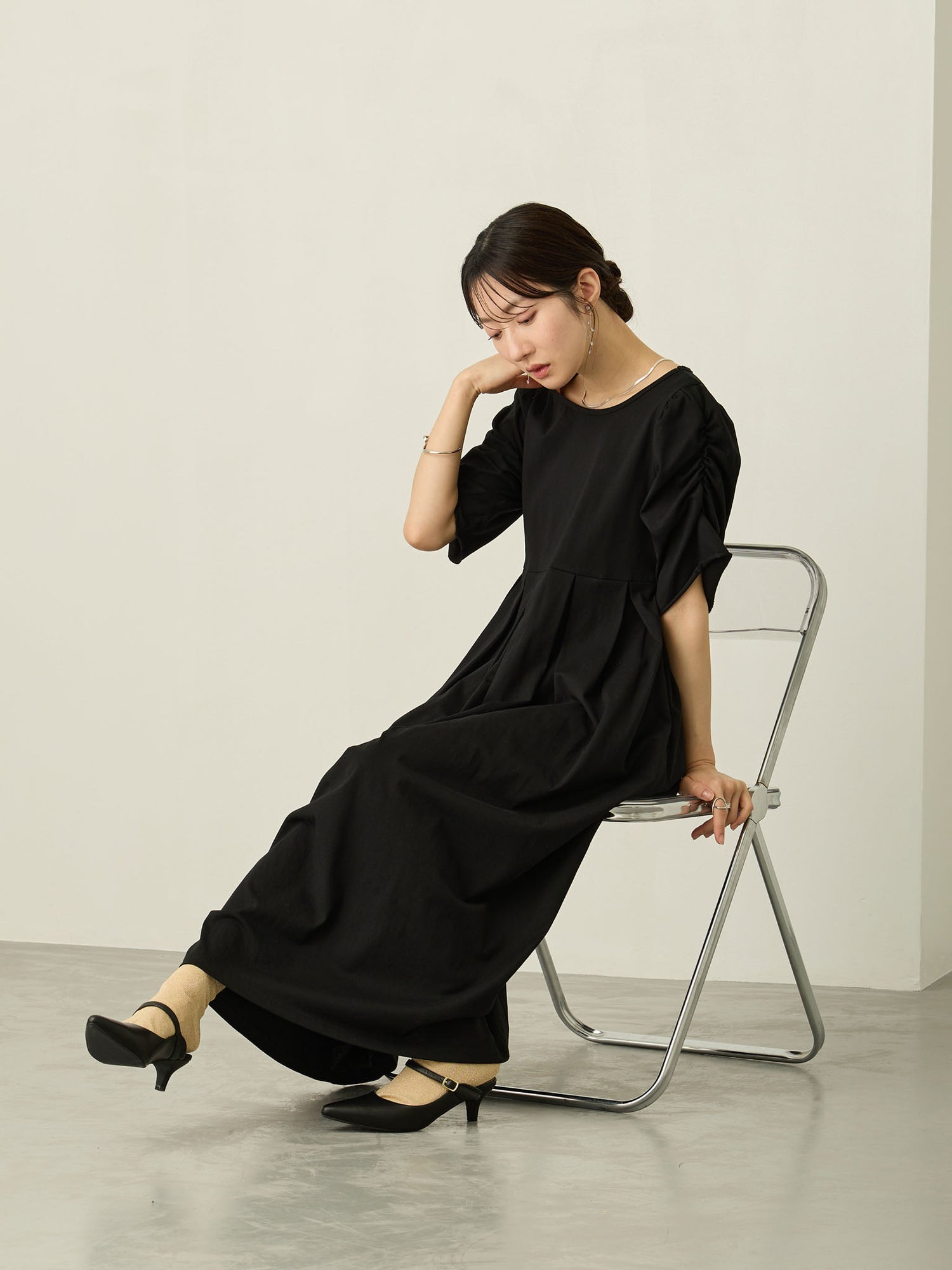 【マタニティ・授乳服】ひんやりTシャツワンピース2 Black