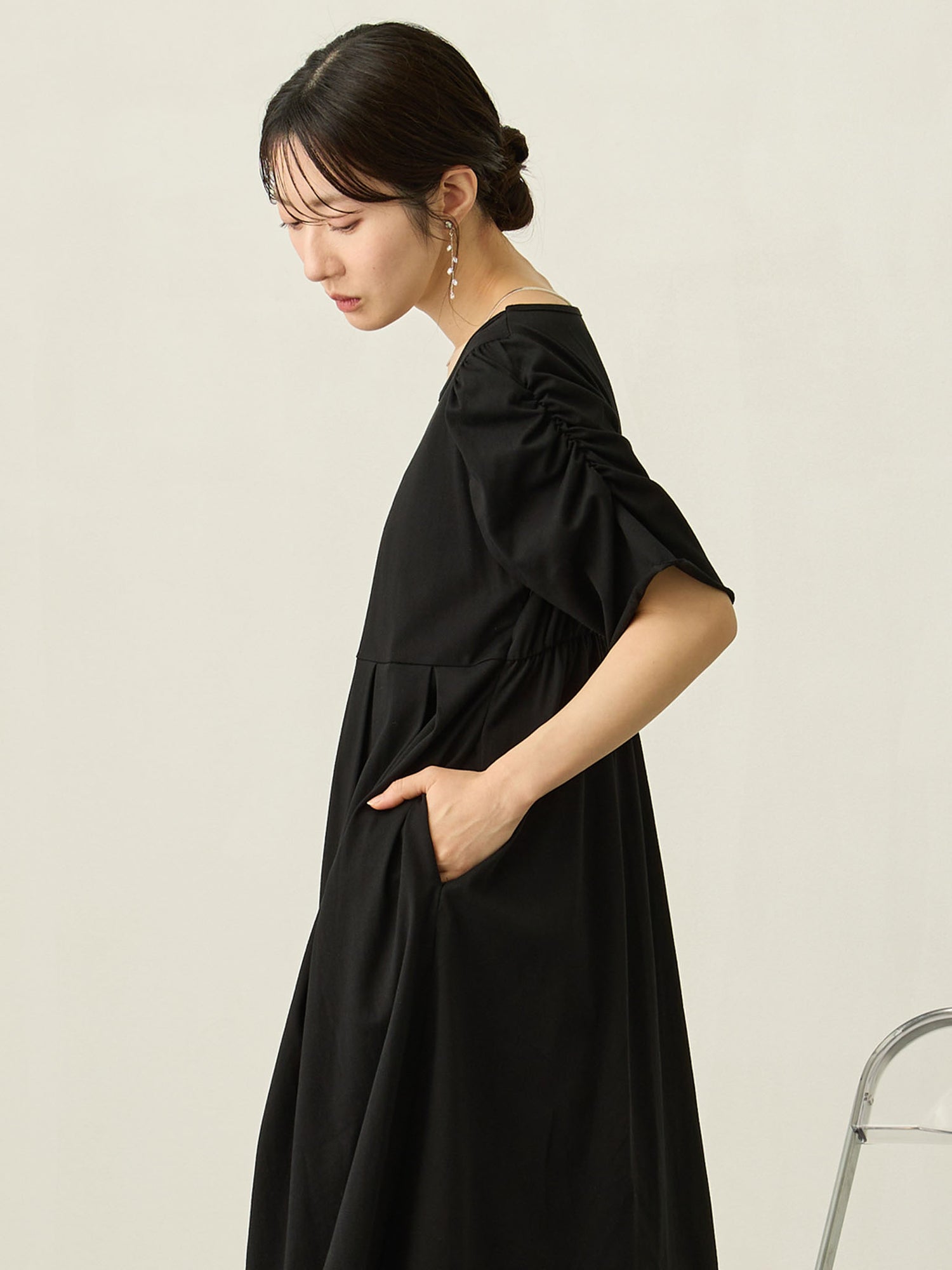 【マタニティ・授乳服】ひんやりTシャツワンピース2 Black