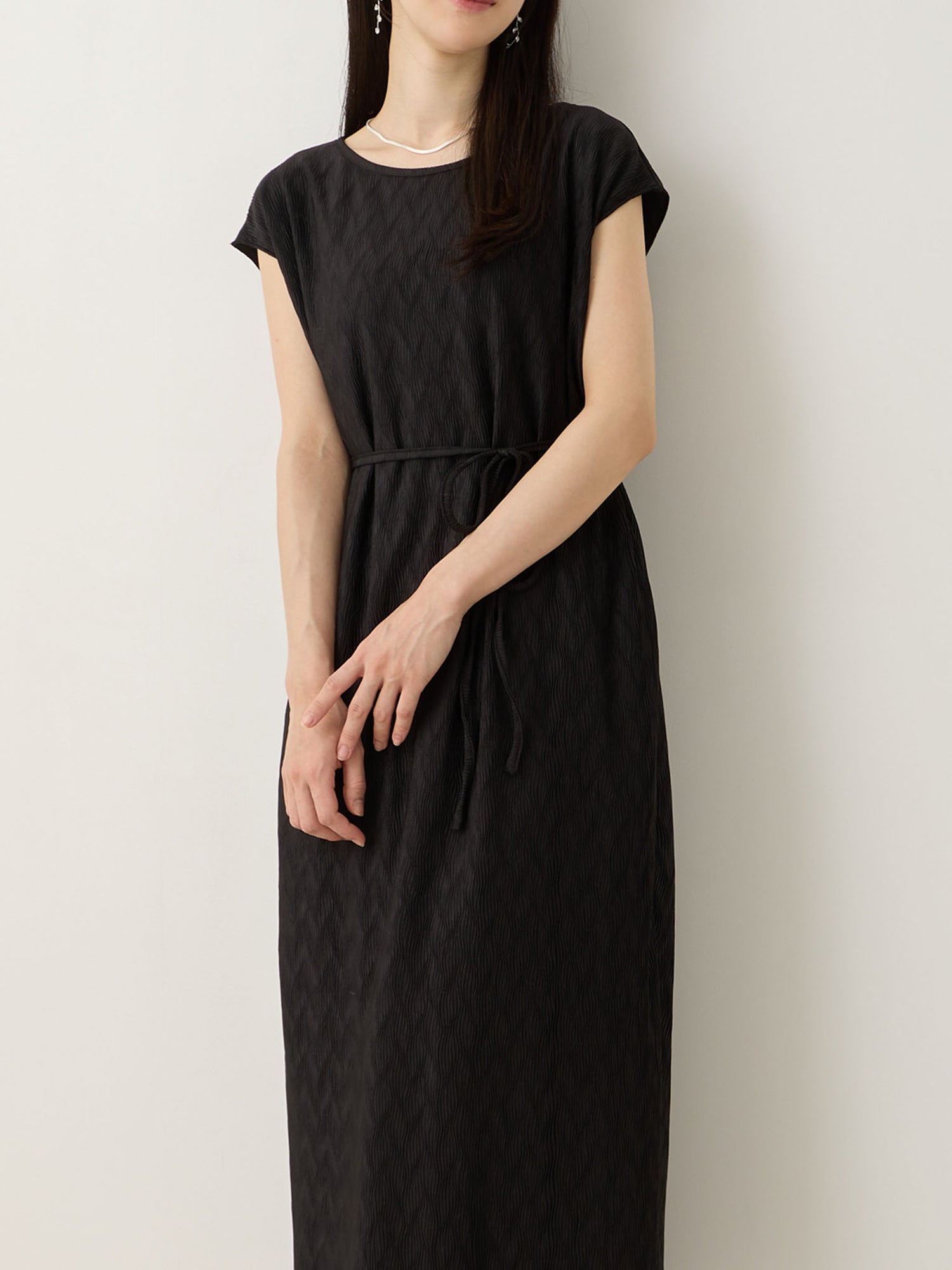 プリーツワンピース Black