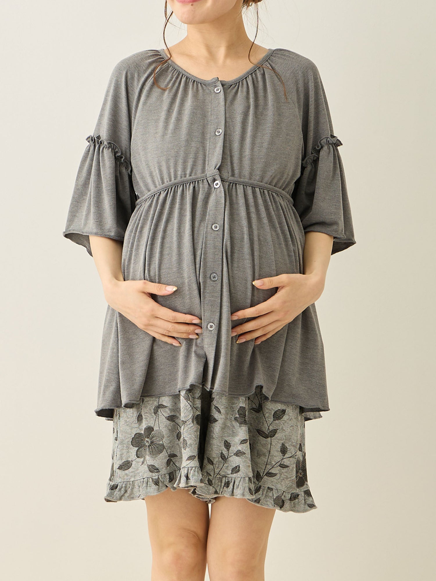 [Maternity/Nursing Clothes] Flower Room Set Gray