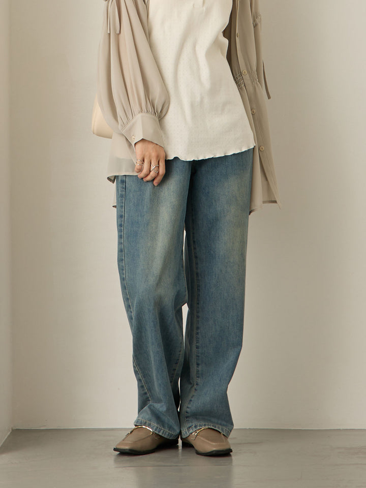 浅色牛仔长裤 蓝色