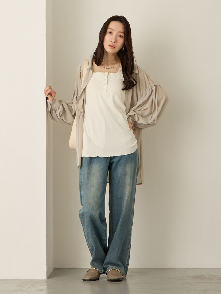 浅色牛仔长裤 蓝色