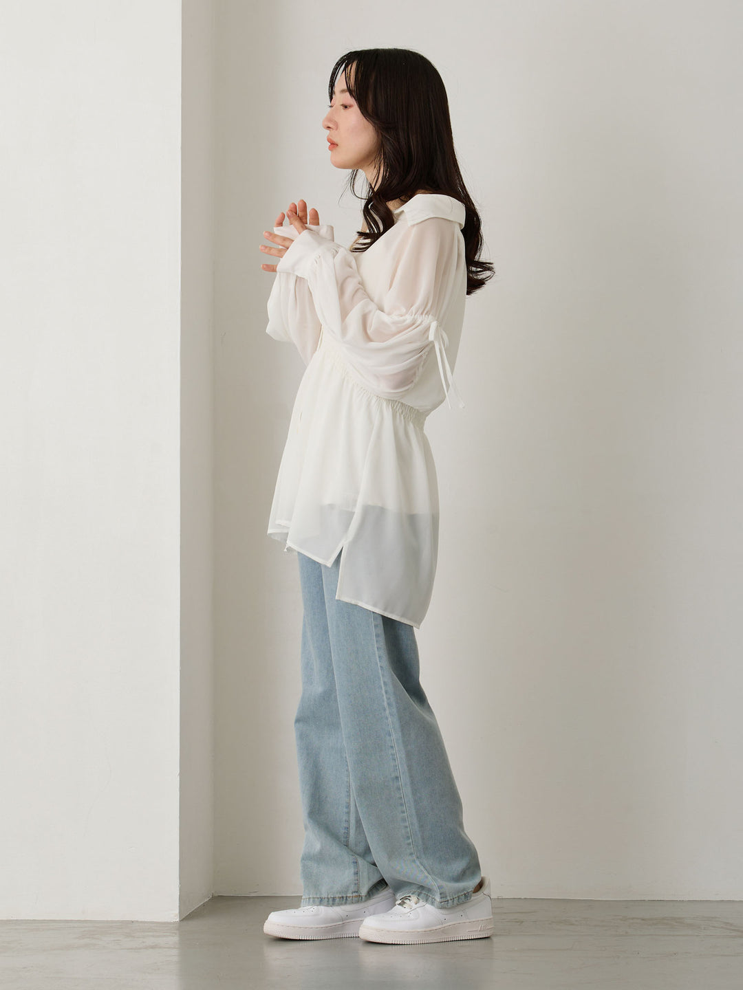 マタニティロングデニム Light blue