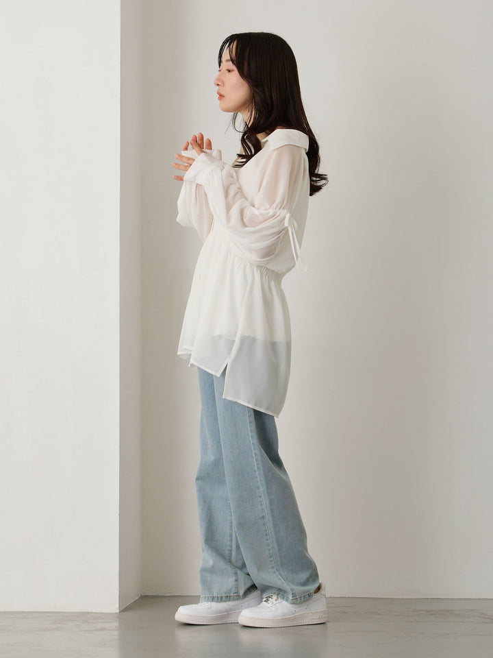 マタニティロングデニム Light blue