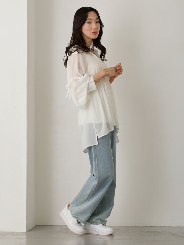 マタニティロングデニム Light blue