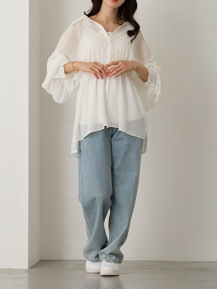 マタニティロングデニム Light blue