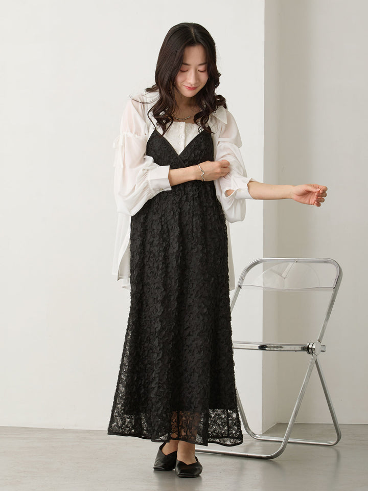 カシュクールレースキャミワンピース Black