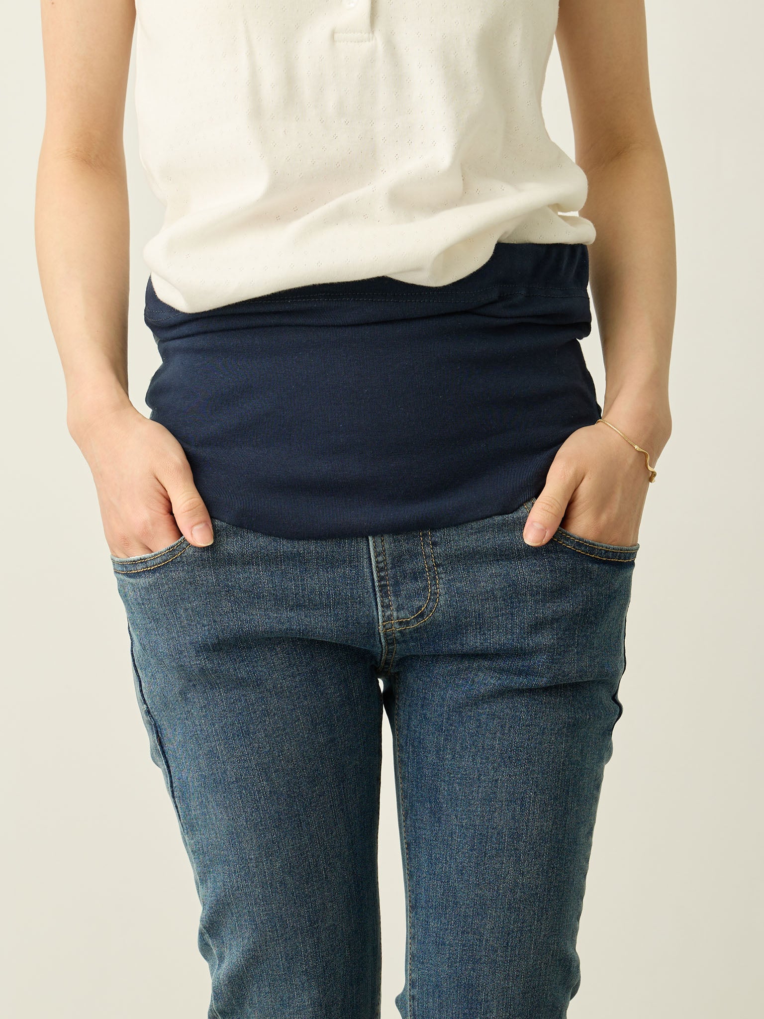 honono マタニティ　デニムパンツ　アンクル丈　Lサイズ マタニティフレアデニム Blue – honono for mom&baby