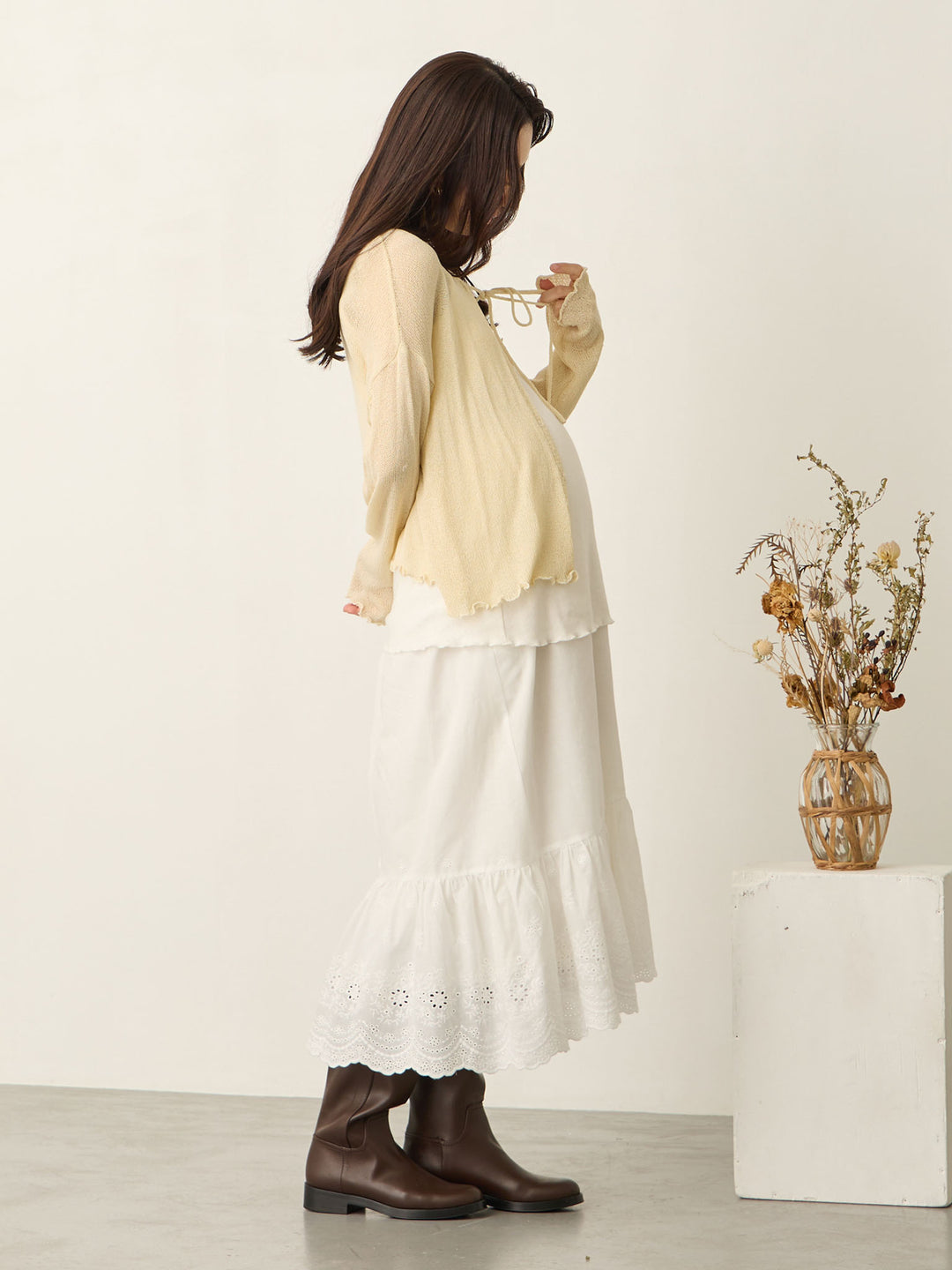 棉质蕾丝裙 白色