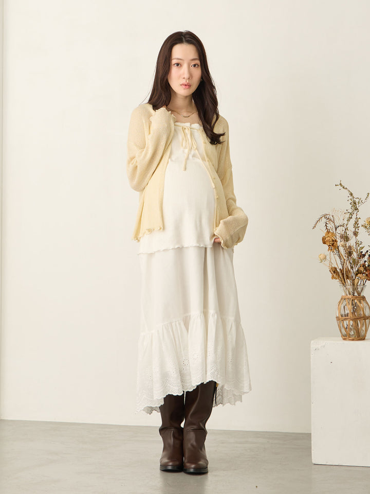 棉质蕾丝裙 白色