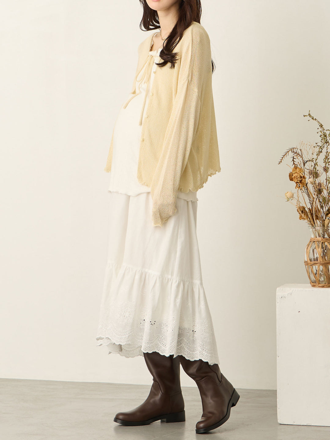 棉质蕾丝裙 白色