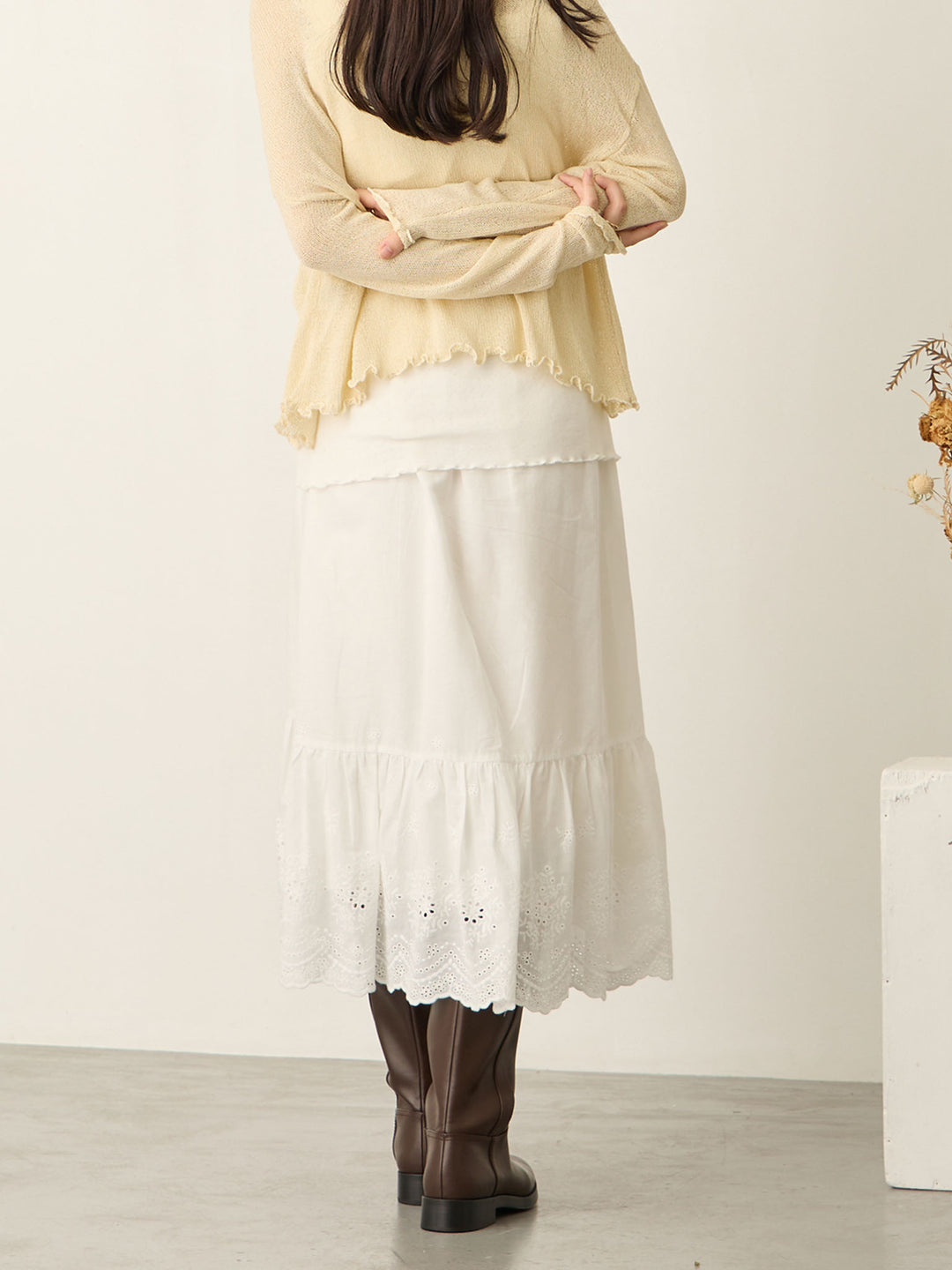 棉质蕾丝裙 白色