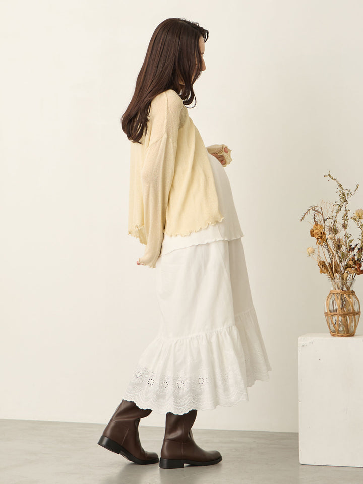 棉质蕾丝裙 白色