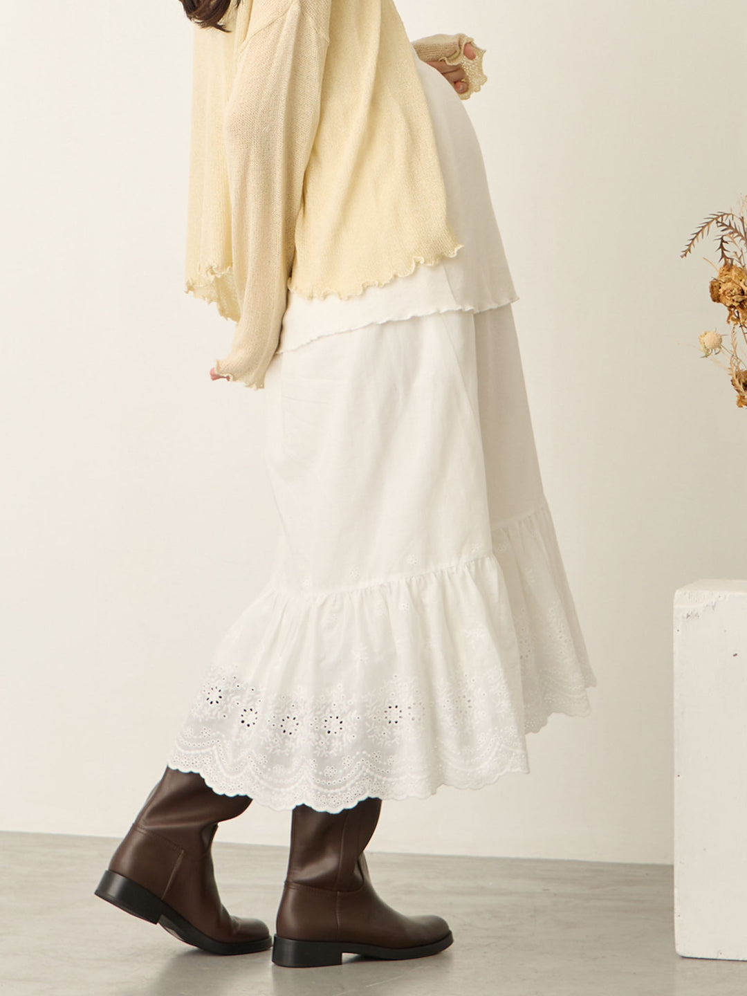 棉质蕾丝裙 白色
